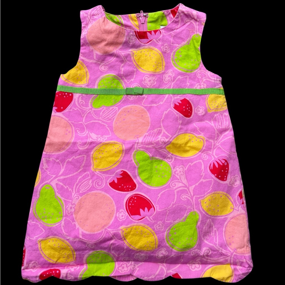Lilly Pulitzer Pink Green Sleeveless Sundress Casual with Fruit Print